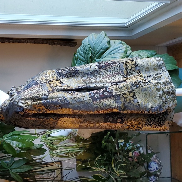 AKS Amy K Su Button Down Patchwork Floral Print Metallic Blouse Size 2X - Picture 10 of 17